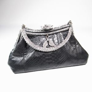 Besso Black Snakeskin Swarovski Crystal Purse